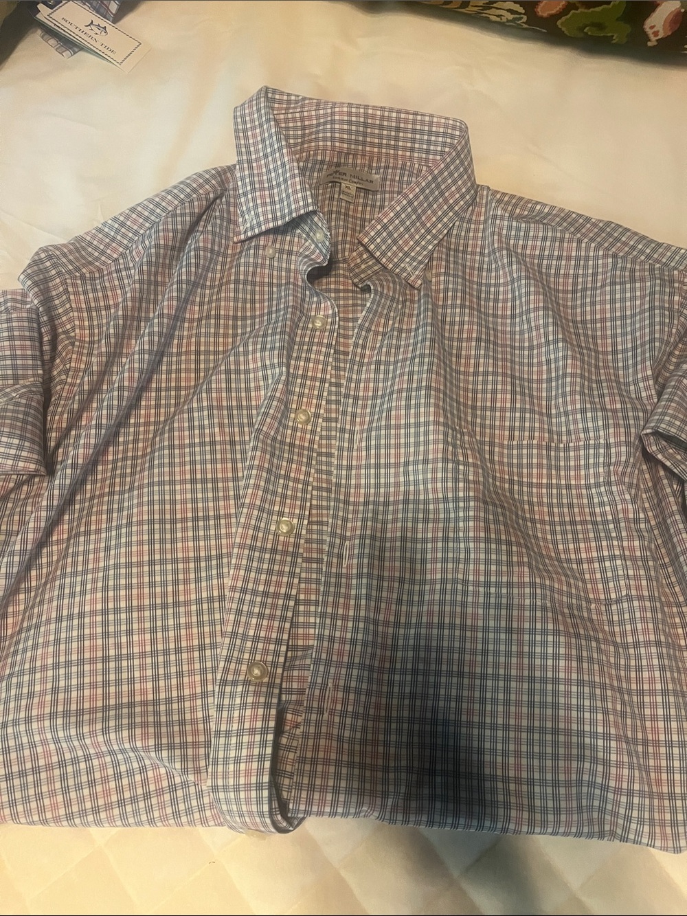 Peter Millar Blue and Pink Checked Dress Shirt